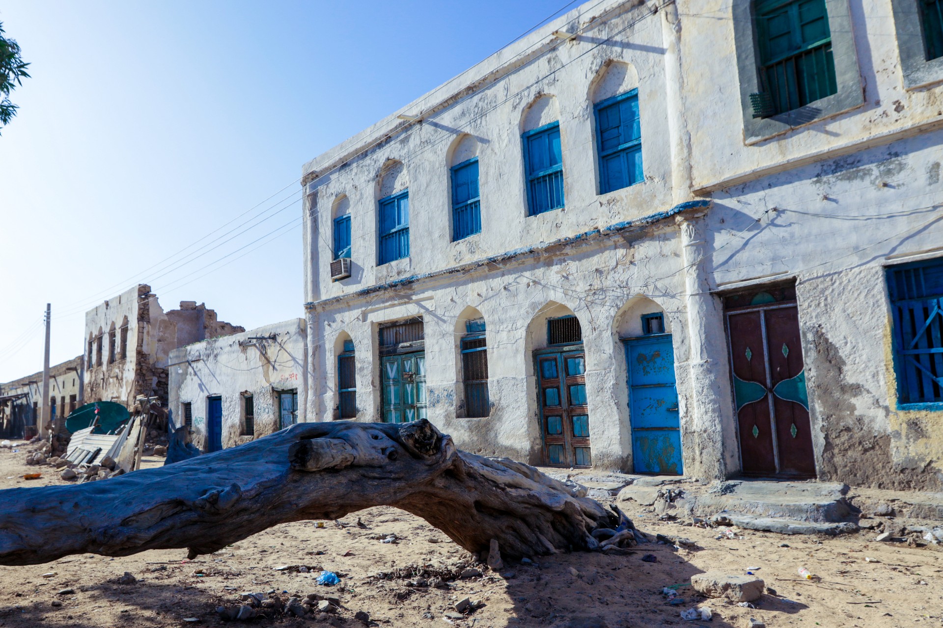 Crushed Walls and Abandoned Buildings on the Streets of Berbera City